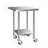 Commercial Stainless Steel Kitchen Bench Table Home Food Prep On Wheels 76cm